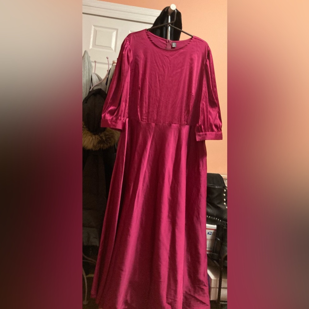 SHEIN curve pink silky dress